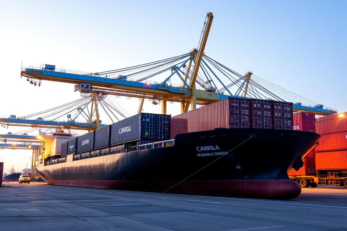 Port logistics for renewable energy equipment containers